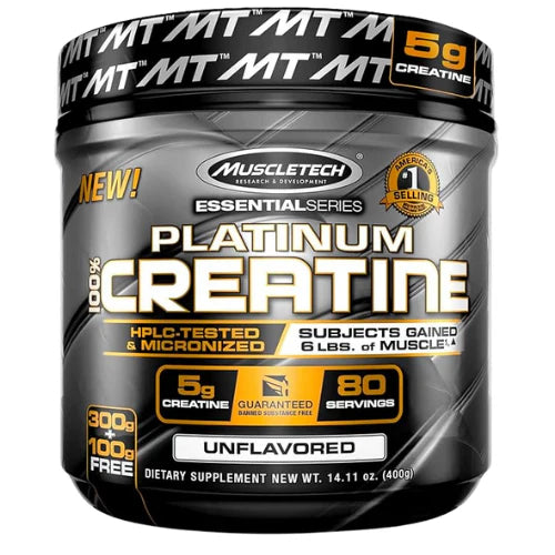 Creatine Monohydrate Powder MuscleTech Platinum Pure Micronized Muscle Recovery + Builder for Men & Women Workout Supplements Unflavored (80 Servings)