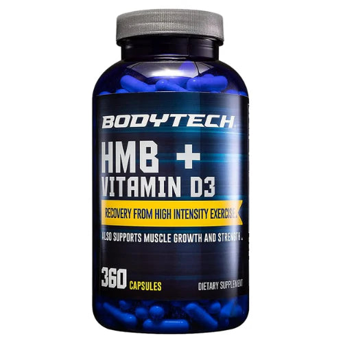 BODYTECH HMB + Vitamin D3 - Supports Muscle Growth and Strength (360 Vegetable Capsules)