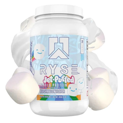 RYSE Up Supplements Loaded Protein Powder | 25g Whey Protein Isolate & Concentrate | with Prebiotic Fiber & MCTs | Low Carbs & Low Sugar | 27 Servings (Marshmallow)