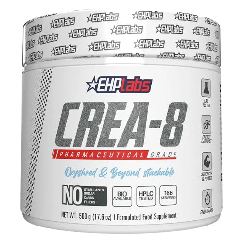 EHP Labs CREA-8 Creatine Monohydrate Powder - Creatine Supplement for Muscle Growth, Increased Strength, Enhanced Energy Output and Improved Performance, Unflavored - 100 Servings (500g)