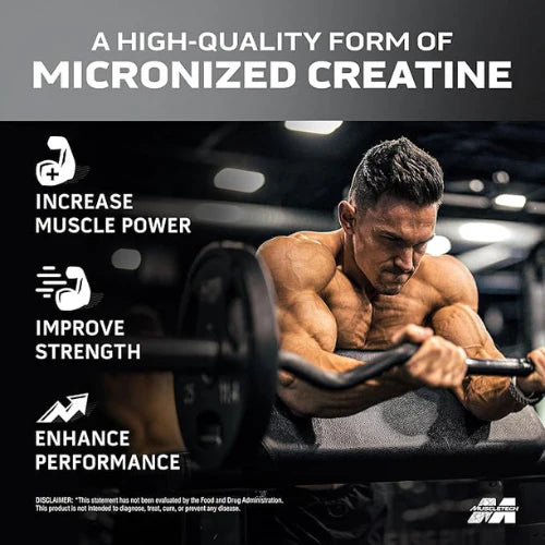 Creatine Monohydrate Powder MuscleTech Platinum Pure Micronized Muscle Recovery + Builder for Men & Women Workout Supplements Unflavored (80 Servings)