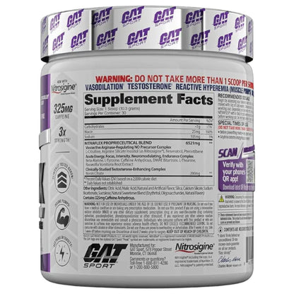 GAT SPORT, Nitraflex Advanced Pre-Workout Powder, Increases Blood Flow, Boosts Strength and Energy, Improves Exercise Performance (Grape, 30 Servings)