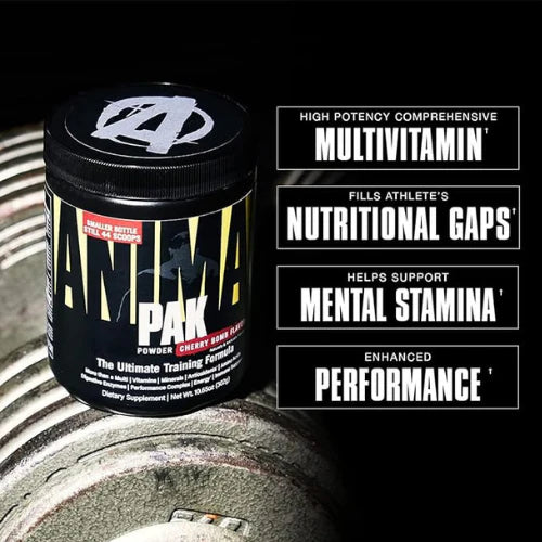 Animal Pak – Convenient All-in-One Vitamin & Supplement Powder – Zinc, Vitamins C, B, D, Amino Acids and More – Sports Nutrition Performance Multivitamin for Women & Men – 44 Scoops, Cherry Bomb