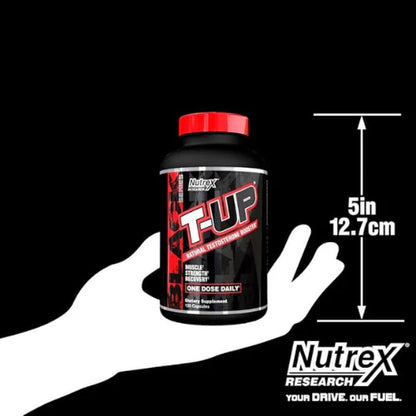 Nutrex Research T-Up Natural Testosterone Booster for Men Muscle Enhancer and Libido Support Pills | DAA D-Aspartic Acid, Zinc, B6, B12 | 120 Capsules