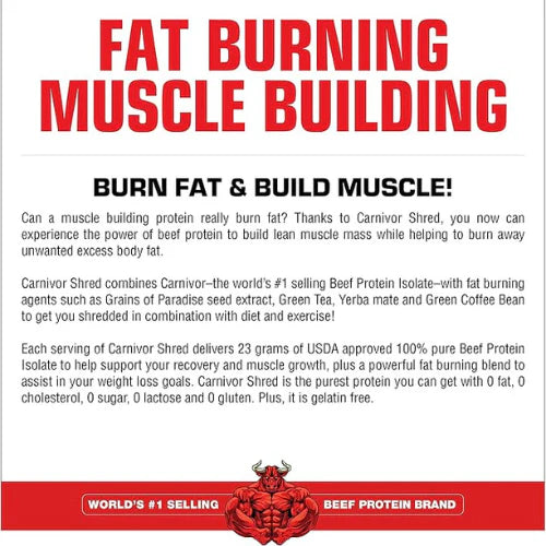 MuscleMeds Carnivor Shred Fat Burning Hydrolized Beef Protein Isolate, 0 Lactose, 0 Sugar, 0 Fat, Halal Certified, Vanilla Caramel, 4 Pound, 56 Servings