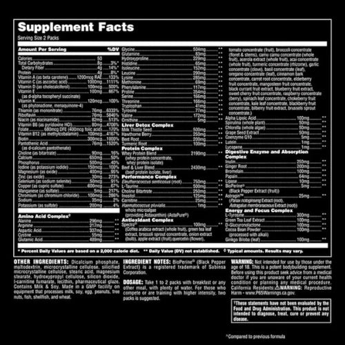 Animal Pak - Convenient All-in-One Vitamin & Supplement Pack - Zinc, Vitamins C, B, D, Amino Acids and More - Sports Nutrition Performance Mulitvitamin for Women & Men - Updated Version - 44 Count