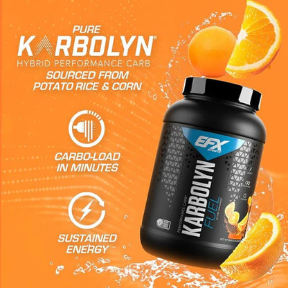 EFX Sports Karbolyn Fuel | Fast-Absorbing Carbohydrate Powder | Carb Load, Sustained Energy, Quick Recovery | Stimulant Free | 37 Servings (Orange)