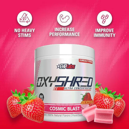 EHP Labs OxyShred Pre Workout Powder - Preworkout Powder with L Glutamine & Acetyl L Carnitine, Energy Boost Drink - Cosmic Blast, 60 Servings