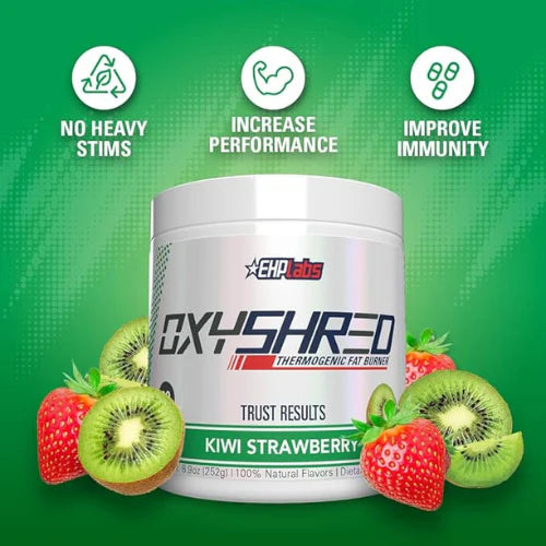 EHP Labs OxyShred Pre Workout Powder - Preworkout Powder with L Glutamine & Acetyl L Carnitine, Energy Boost Drink - Kiwi Strawberry, 60 Servings