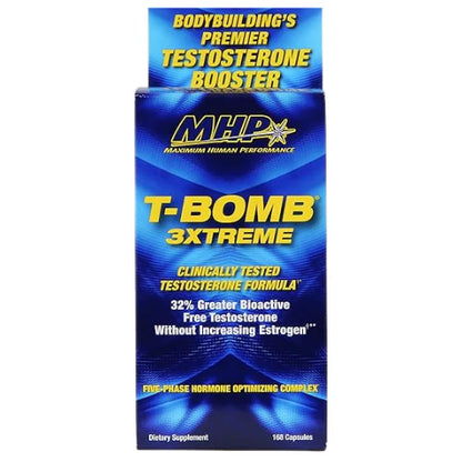 MHP T-Bomb 3xtreme Clinically Tested, Testosterone Booster for Men, Increase Libido, 168 Count